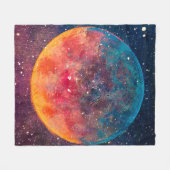 幻想的な油絵美しい大惑星ムーンa フリースブランケット (正面(横))
