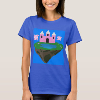 幻想的な浮遊城 ファンタジー 女性用Tシャツ Tシャツ