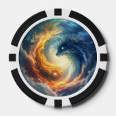 幻想的な海のモンスター二体が追い合う ポーカーチップ (正面)