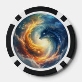 幻想的な海のモンスター二体が追い合う ポーカーチップ (裏面)