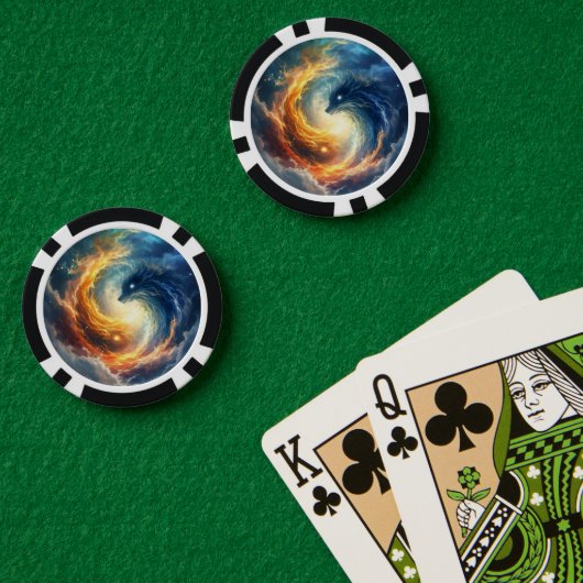 幻想的な海のモンスター二体が追い合う ポーカーチップ (ポーカーテーブル (ダブル))