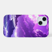 幻想的な海の月夜 – Violet Tide iPhone 15ケース (裏面横)