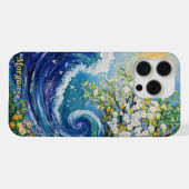 幻想的な海洋の波 | 印象派の絵画 iPhoneケース (裏面横)