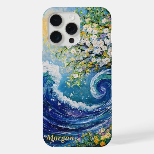幻想的な海洋の波 | 印象派の絵画 iPhoneケース (裏面)