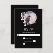 幻想的な満月の前の黒猫結婚|過去記事 出欠カード (正面/裏面)