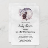 幻想的な満月シャワーの前の黒猫 招待状 (正面/裏面)