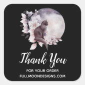 幻想的な満月ビジネスの黒猫 スクエアシール (正面)