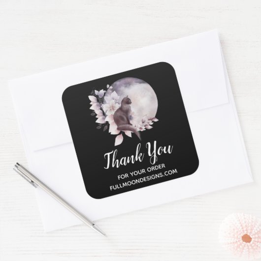 幻想的な満月ビジネスの黒猫 スクエアシール (封筒)