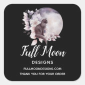 幻想的な満月ビジネスの黒猫 スクエアシール (正面)