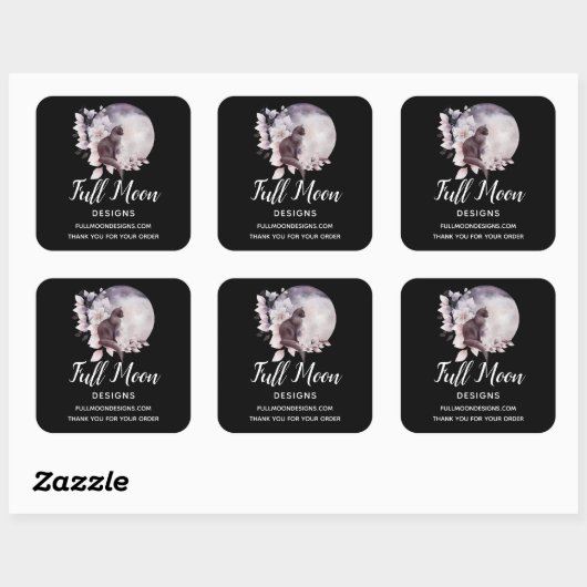 幻想的な満月ビジネスの黒猫 スクエアシール (シート)