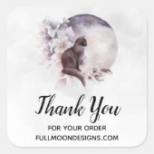 幻想的な満月ビジネスの黒猫 スクエアシール (正面)