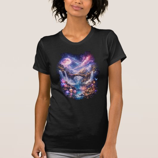 幻想的な滝の魔法のTシャツ Tシャツ (正面)