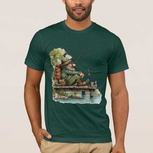 幻想的な漁師ののんびり釣り Tシャツ (正面)