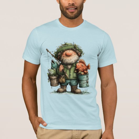 幻想的な漁師ののんびり釣り Tシャツ (正面)