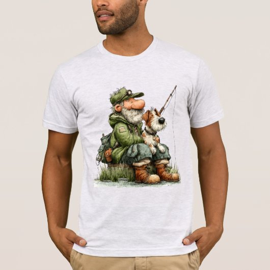 幻想的な漁師ののんびり釣り Tシャツ (正面)
