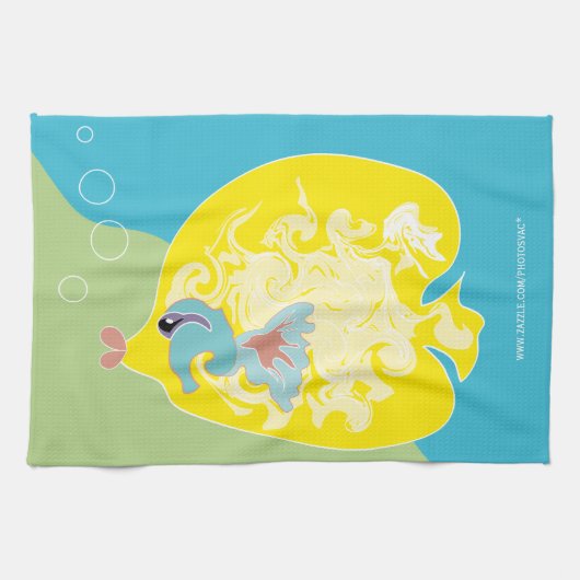 幻想的な熱帯魚の海洋アート キッチンタオル (横)