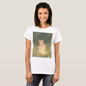 幻想的な牧場の角のあるアニメ少女 Tシャツ (正面フル)