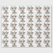 幻想的な犬の水彩画 誕生日招待状 ラッピングペーパー (フラット)