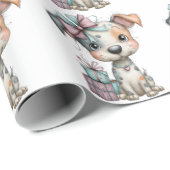 幻想的な犬の水彩画 誕生日招待状 ラッピングペーパー (ロールコーナー)