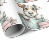 幻想的な犬の水彩誕生日招待状 ラッピングペーパー (ロールコーナー)