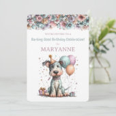 幻想的な犬の水彩誕生日招待状 招待状 (スタンド正面)
