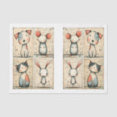 幻想的な犬、猫、ネズミ、ウサギのDS1Bデコパージュ 薄葉紙 (正面)