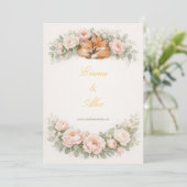 幻想的な狐とパステルフラワーの結婚式招待状 招待状 (スタンド正面)