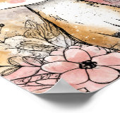 幻想的な狐の花水彩アート ポスター (角)