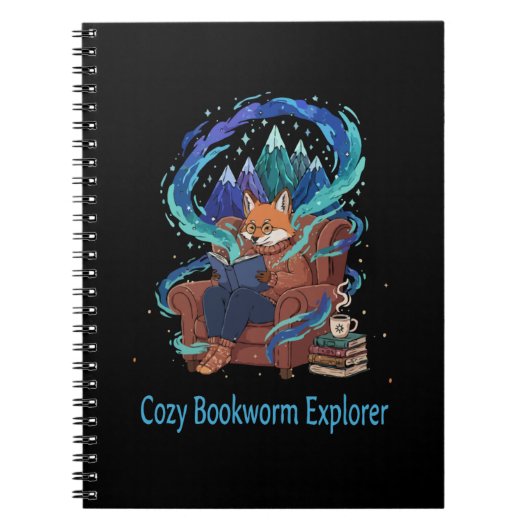 幻想的な狐の読書家 | Cozy Bookworm Explorer ノートブック (正面)