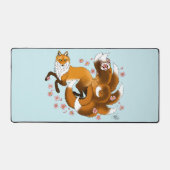 幻想的な狐の青い桜の幻想 デスクマット (正面)