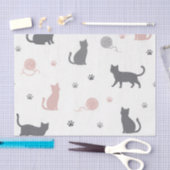 幻想的な猫と毛糸のシルエット柄 薄葉紙 (クラフト)