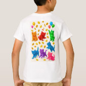 幻想的な猫と色とりどりのバラの庭園 Tシャツ (裏面)