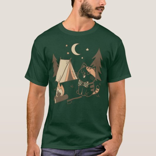 幻想的な猫のキャンプシーン デザインの友達 Tシャツ (正面)