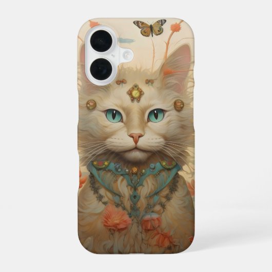 幻想的な猫の花 iPhone 16ケース (裏面)