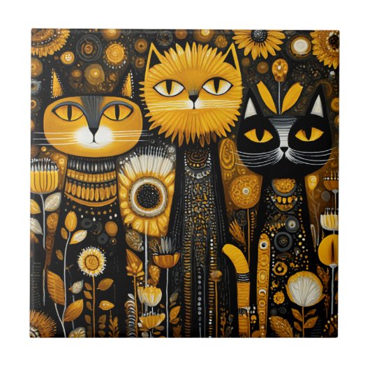幻想的な猫 タイル (正面)