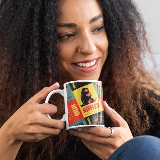 幻想的な獣のヴィンテージパターン ジャンボコーヒーマグカップ