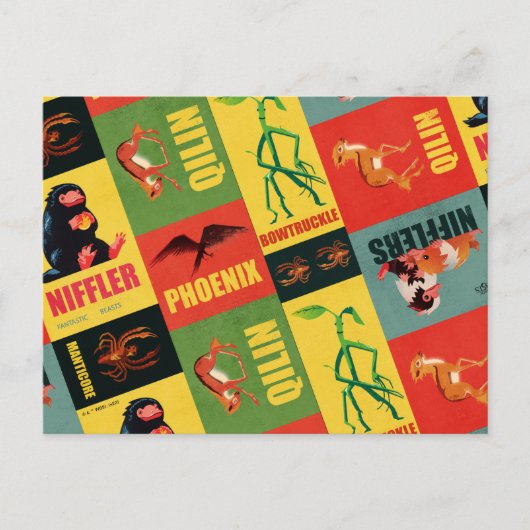 幻想的な獣のヴィンテージパターン ポストカード (正面)