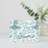 幻想的な獣の青パターン ポストカード (スタンド正面)