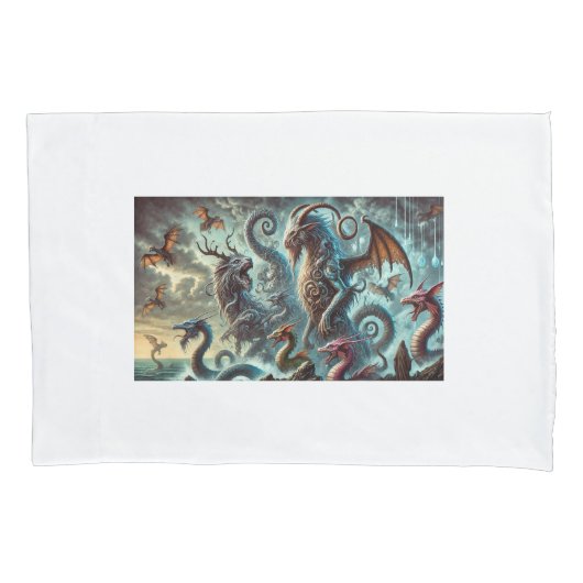 幻想的な生き物の集まり 枕カバー (正面)