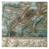 幻想的な生き物を魅了するアールヌーボー・セダー タイル (正面)