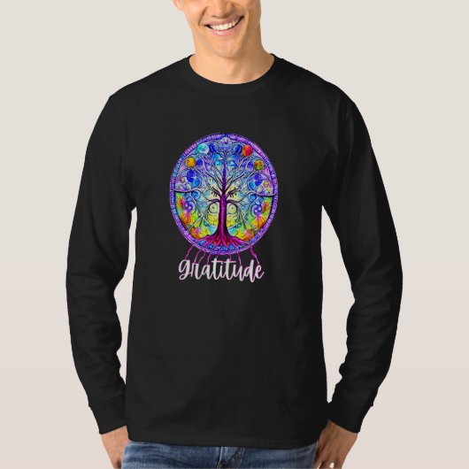 幻想的な生命の樹のチャクラ感謝 Tシャツ (正面)