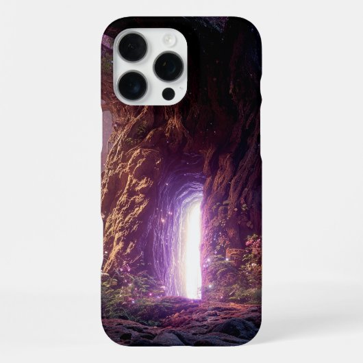 幻想的な発光ポータルを持つ魔法の木 iPhoneケース (裏面)