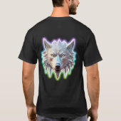 幻想的な白いオオカミの頭部 Tシャツ (裏面)