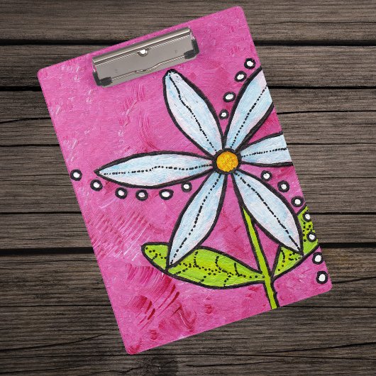 幻想的な白いデイジーの花 ピンク クリップボード