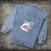 幻想的な白い妖精猫 青いキノコ ファンタジー デニムジャケット