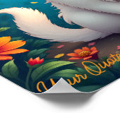 幻想的な白い子猫の庭 ポスター (角)