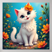 幻想的な白い子猫の庭 ポスター (正面)