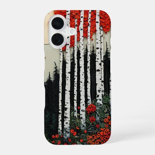 幻想的な白樺の森の美意識デザイン iPhone 16ケース (裏面)