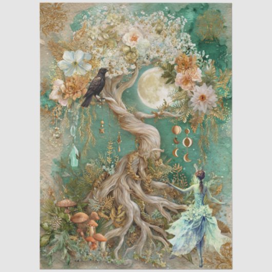 幻想的な空想の天体アートコラージュデコパージュ 薄葉紙 (正面)