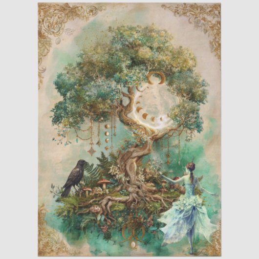 幻想的な空想の天体アートコラージュデコパージュ 薄葉紙 (正面)